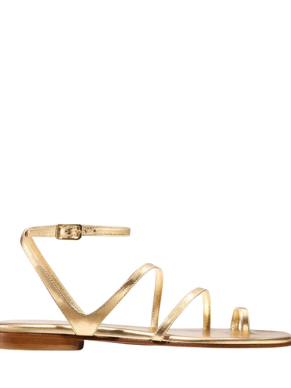 NEW Margaux Metallic Gold Leather Strappy Flat Sandals 35.5 Handmade Spain